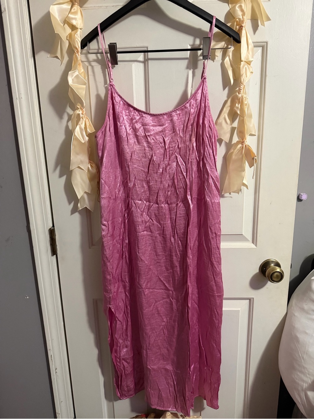 Pink Satin Slip Dress